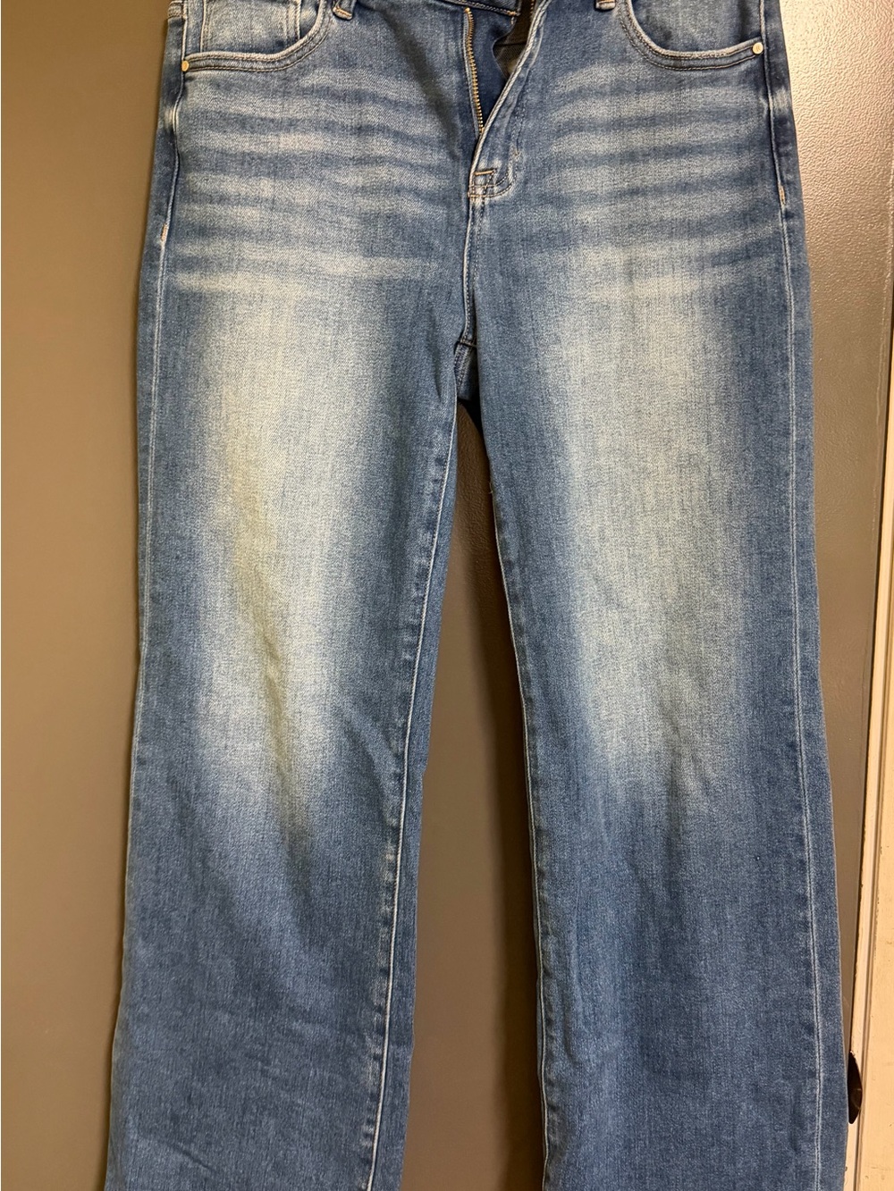 Risen High-Rise Light Wash Flare Jeans - Classic Blue